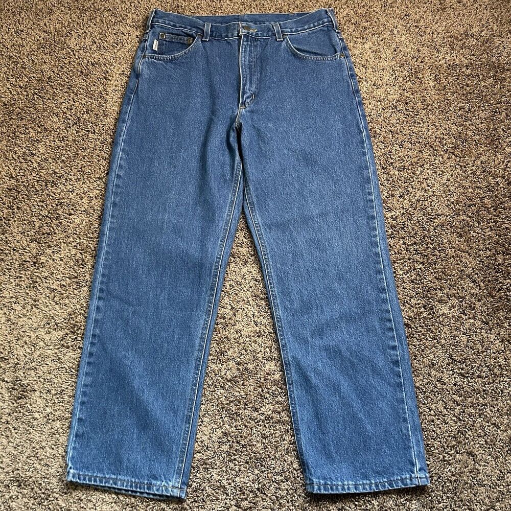 Carhartt B160 DST Jeans Mens 36x30 Relaxed Fit Straight Leg Dark Wash Denim Blue